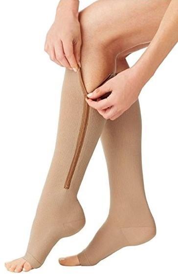 20-30mmHg Zippered Medical Compression Socks with Zipper Safe Protection &  Open Toe Support Stockings for Men and Women (XXL, Beige) : :  Health & Personal Care